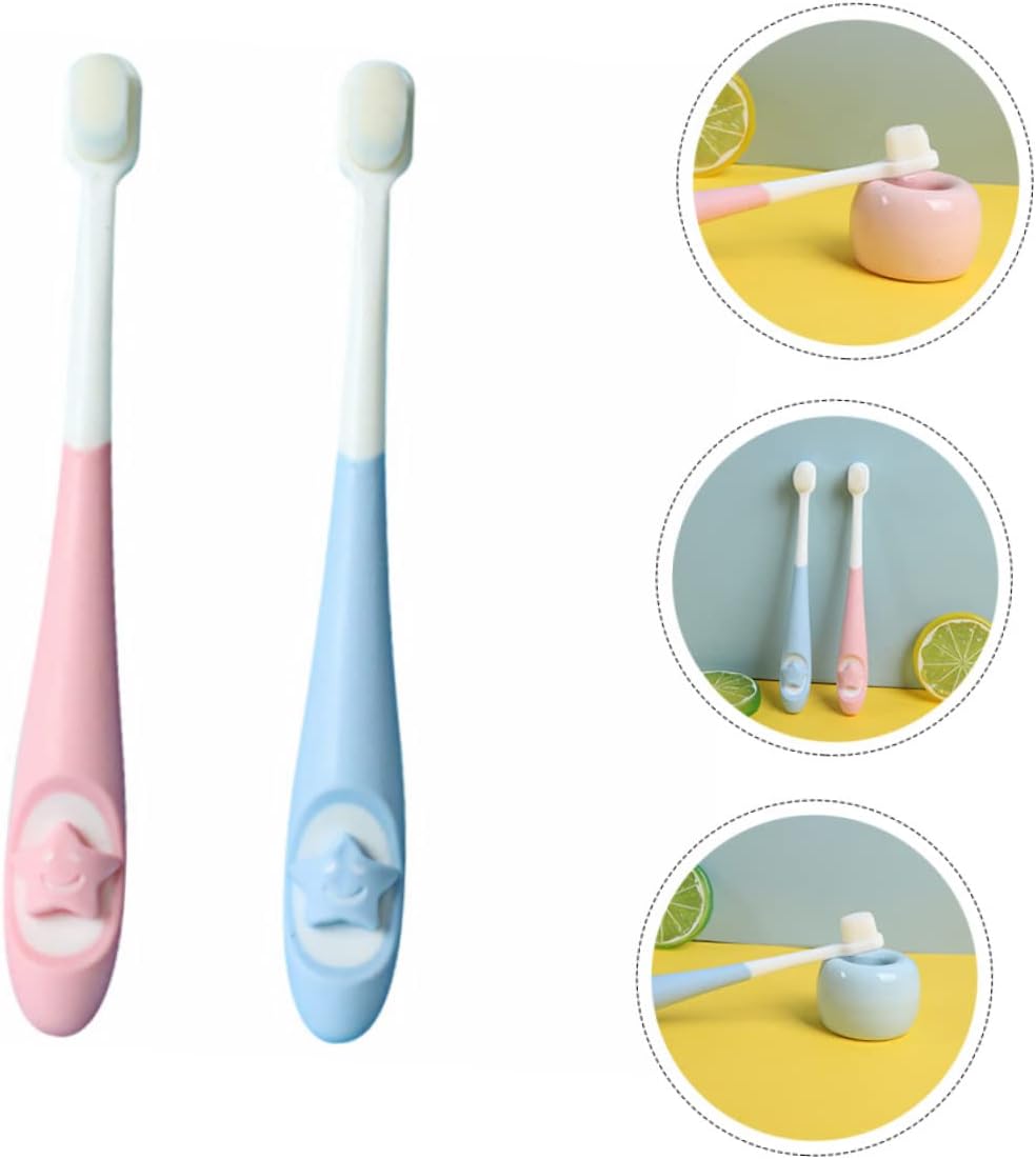 WOFASHPURET 2Pcs Bristle Toothbrush Soft Oral Care Brush for Ages Ergonomic Design with Cartoon for Newborns