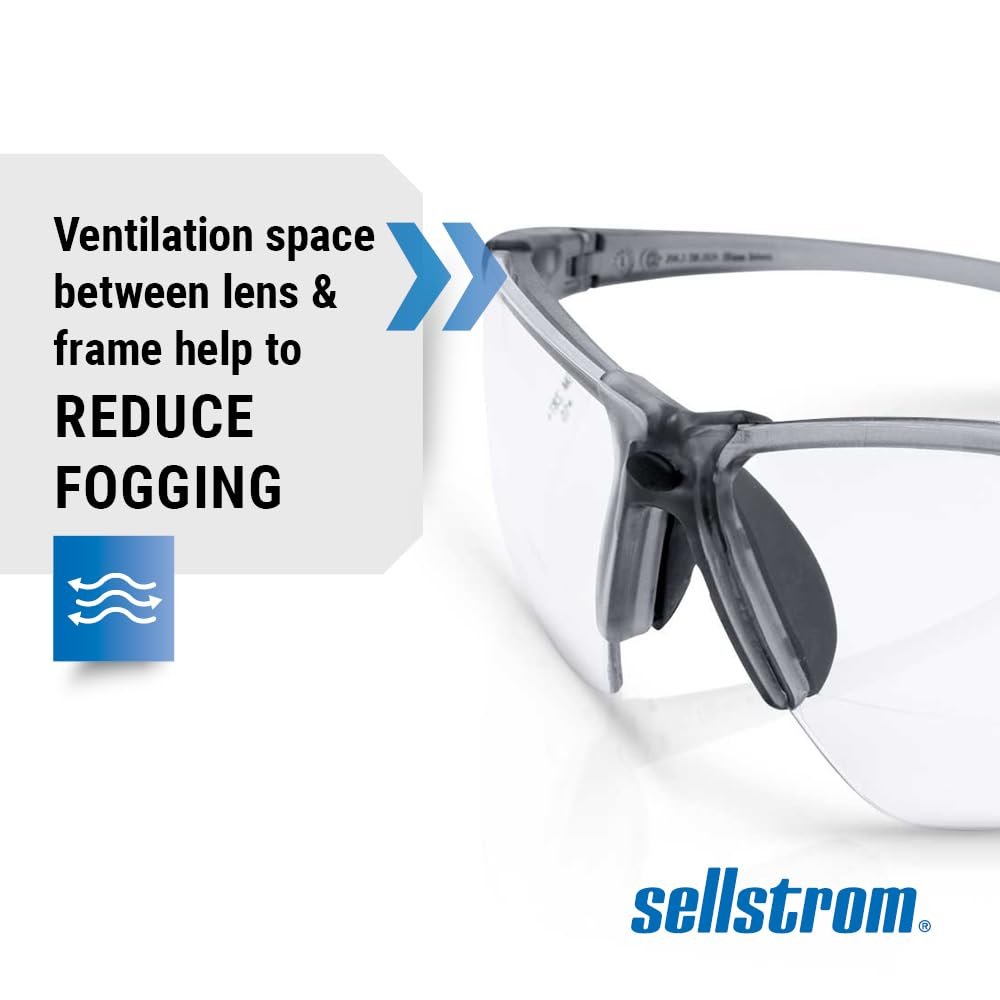 Sellstrom XM340RX Safety Glasses with Readers - Wraparound Bifocal Eyeglasses for Men/Women - ANSI Z87.1 - 1.5X Magnification