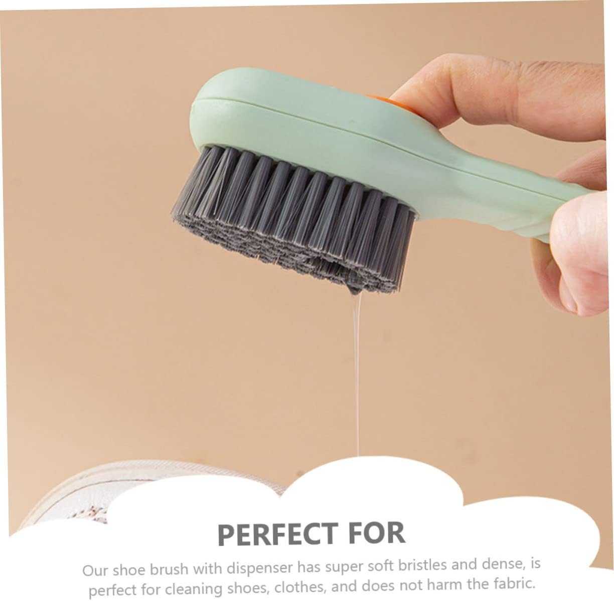 FOMIYES 2sets Multi-use Cleaning Brush Set Laundry Tile Shoe Brush Soap Dispenser Storage Plastic Soft Bristles Home Cleaning Essential 2pcs*2