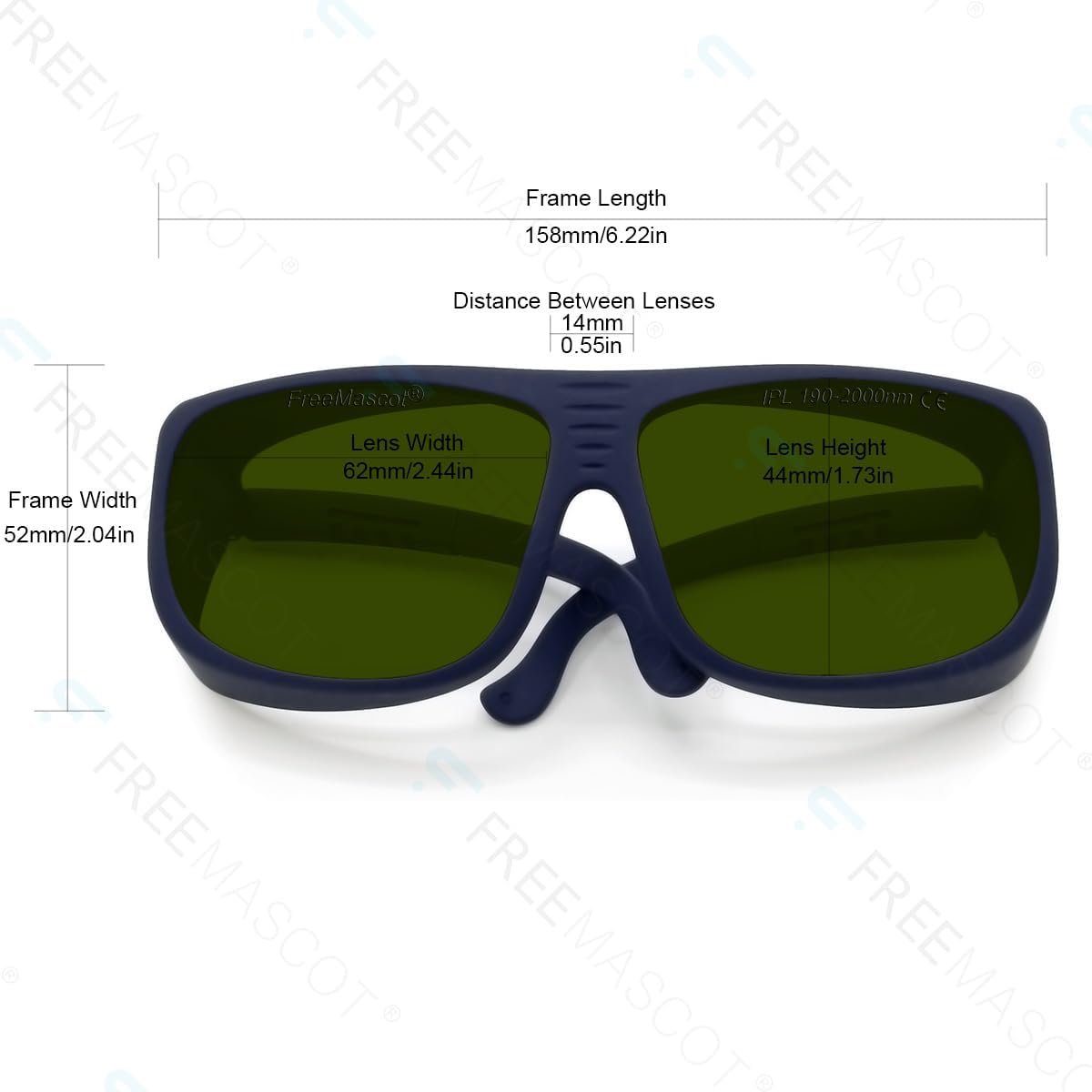 FreeMascot Professional 190-2000nm IPL Laser Safety Glasses for Hair Removal, Beauty Care & Tatoo Eye Protection