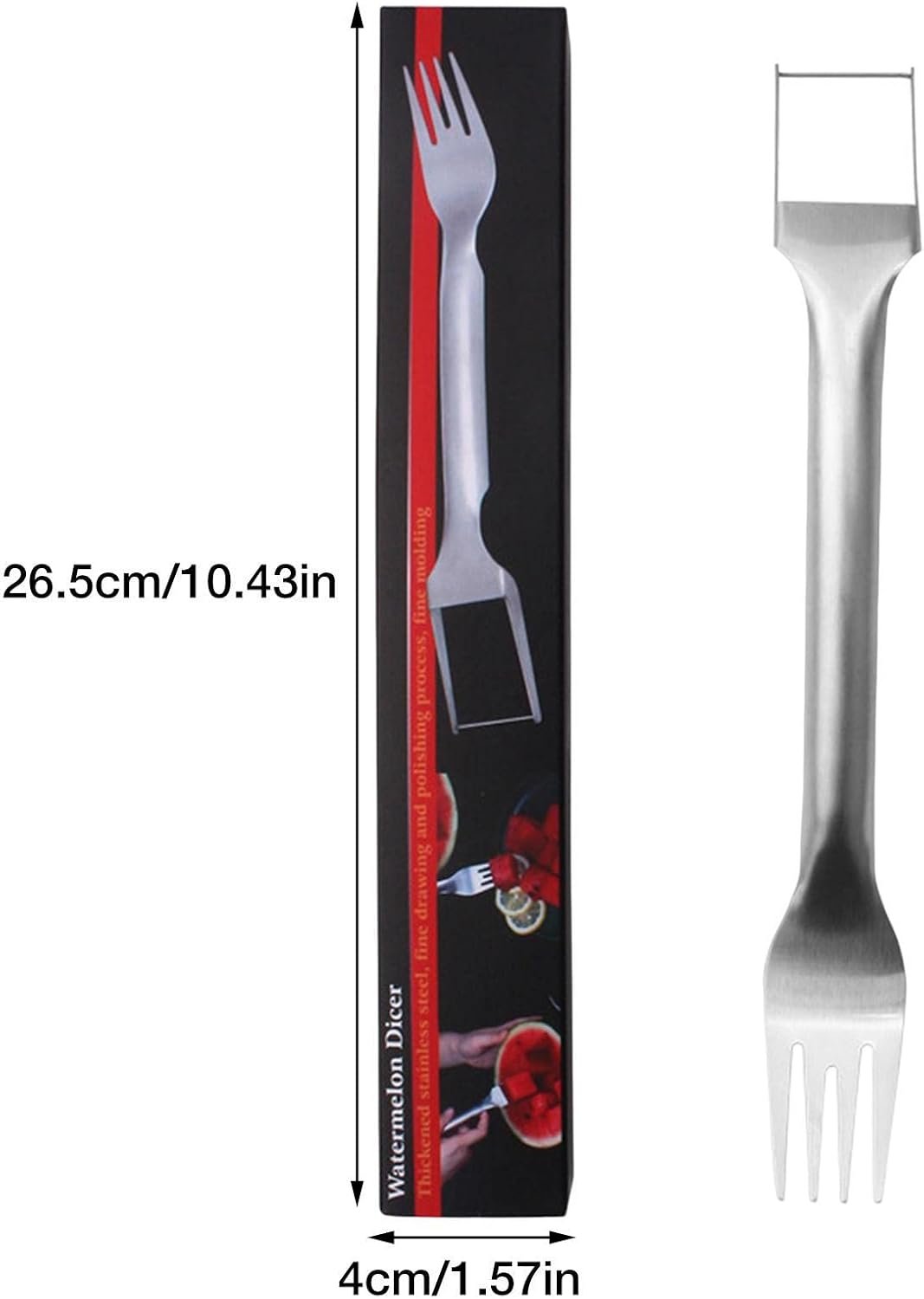 Watermelon Slicer,Watermelon Fork Slicer 2 in 1 Stainless Steel Fruit Cutter Fork Melon Cube Cutting Tool Kitchen Gadget for Fruit Cake Bread Shangjia