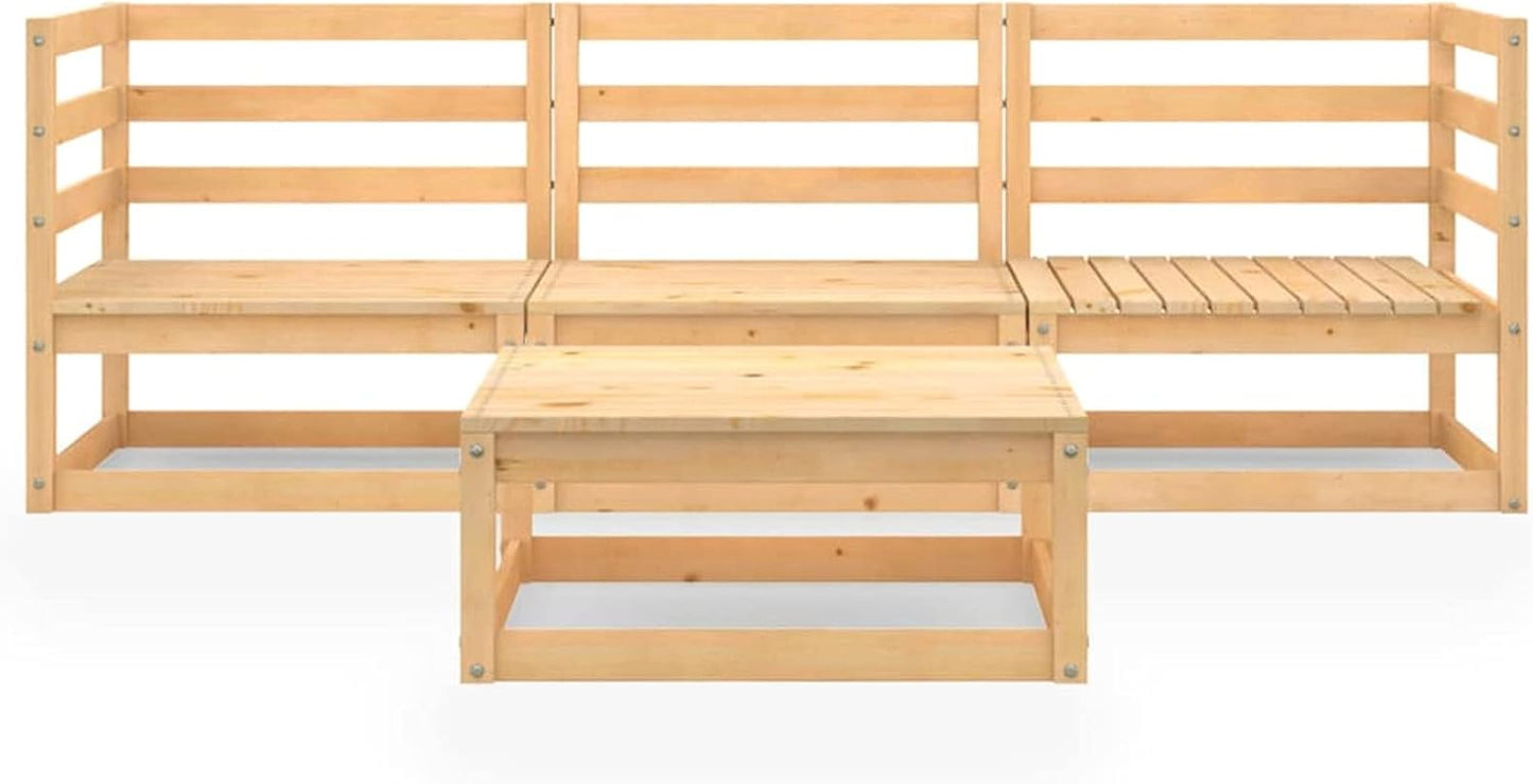 Homgoday Set Divani da Giardino 4 pz in Legno Massello di Pino, Lettini Prendisole, Divano Letto Mobili, Lettini da Giardino, Lettino da Piscina Esterno Piscina No