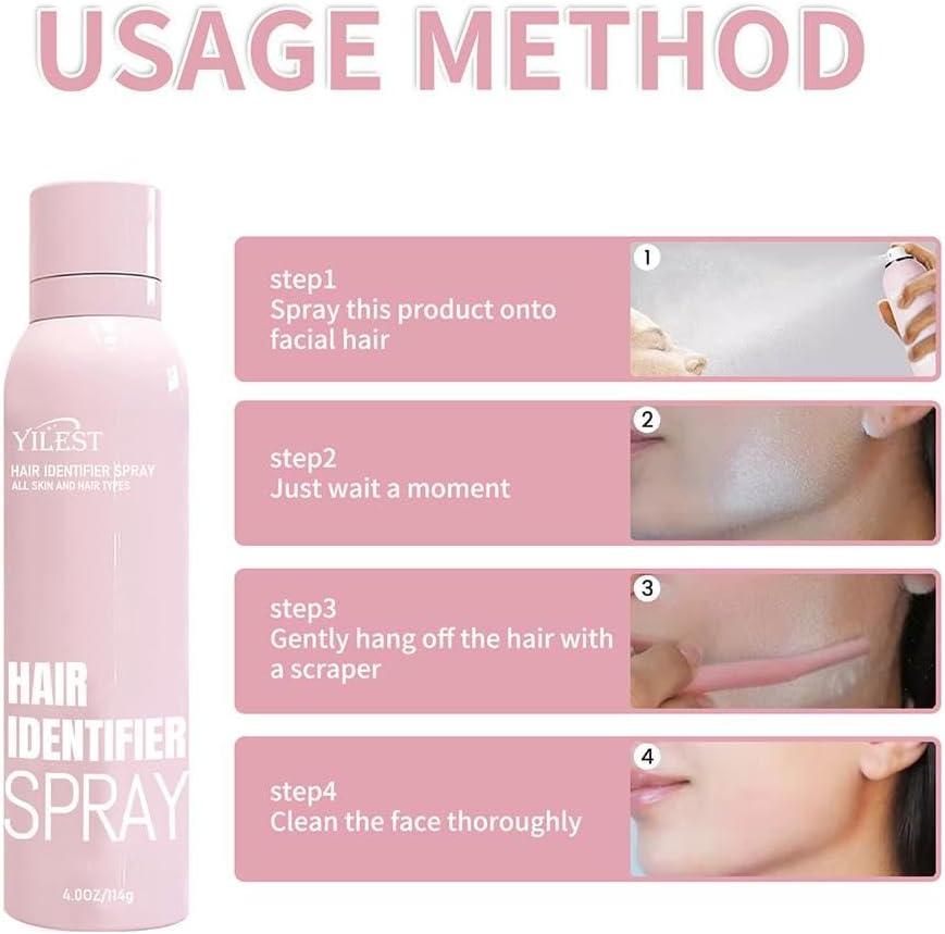 Hair Identification Spray, Face Shaving Powder Spray for Women, Hair Identifier Spray for Face Shaving, Dermaplaning Spray Powder for Facial Hair, Face Dermaplaning Tool Kit for Skin Care
