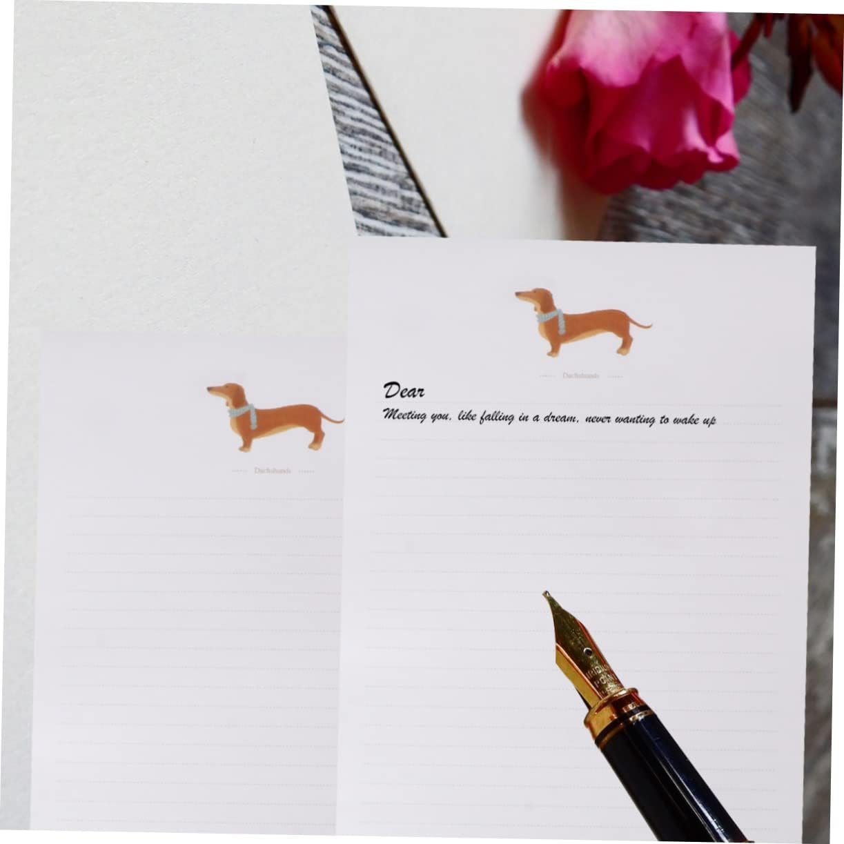 GRADENEVE 80pcs Roll Writing Paper Dog Patterns Kraft Paper Letter Stationery for Letters Notes Art Craft
