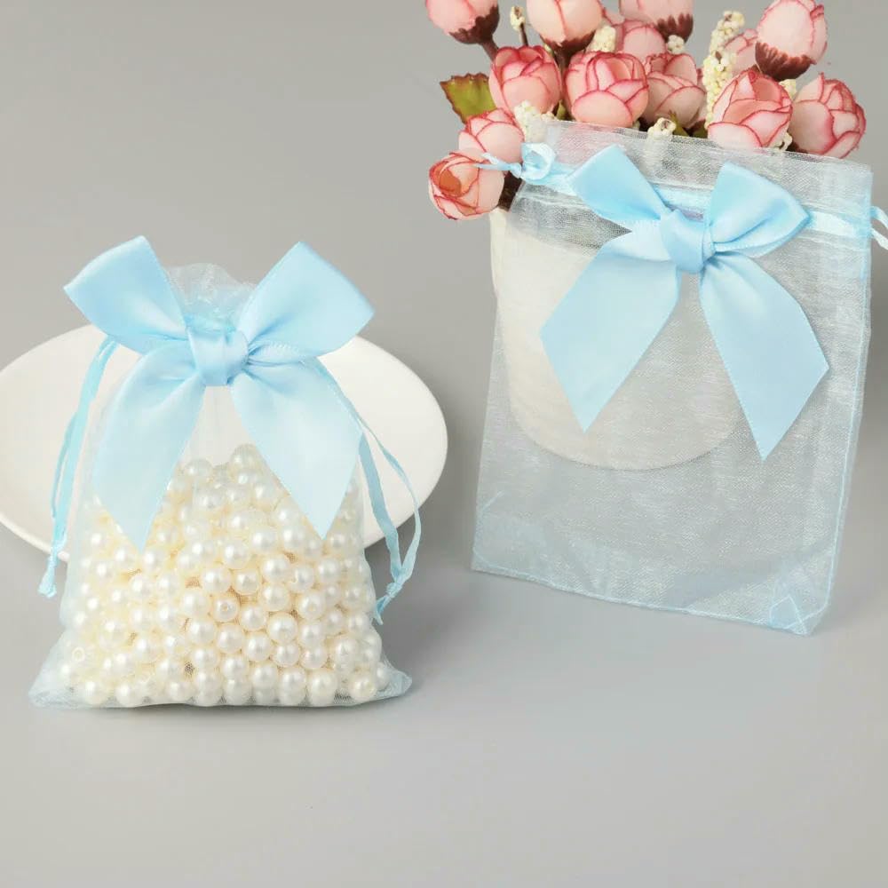 10/20/50pcs/lot Organza Gift Bag Bowknot Christmas Party Wedding Candy Bags Exquisite Jewelry Packing Drawstring Pouch