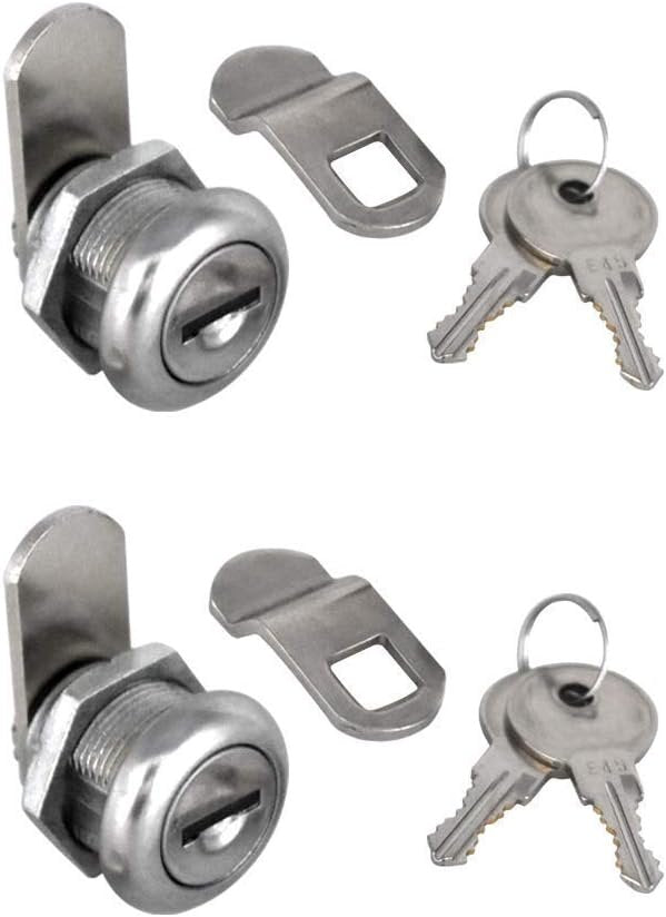 2Pcs Cabinet Cam Lock Keyed Alike Tool Box Locks 5/8" Cylinder for Truck Pickup Tool Box Vending Machine Drawer Mailbox ATM Locks Replacement