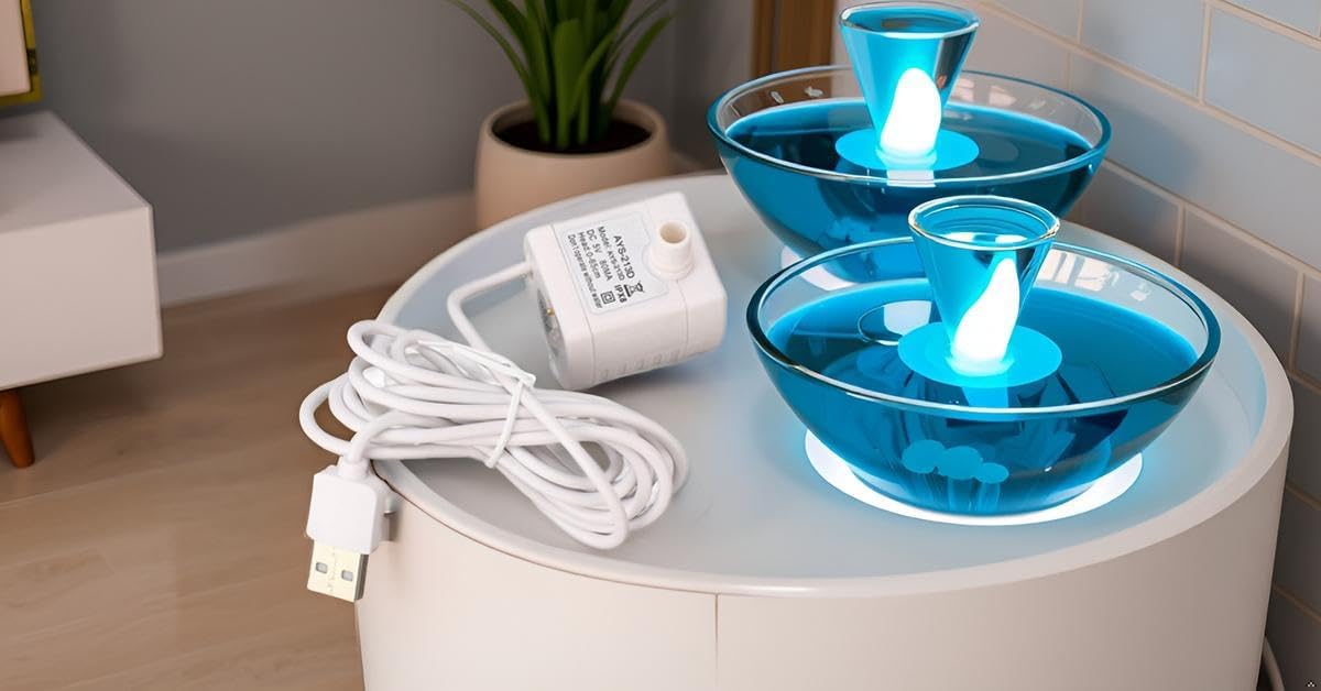 Cat Water Fountain Pump, Pet Quiet Prevent Dry Burning Mini Dispenser Feeding & Watering Supplies USB Powered DC Brushless Motor Replacement for Drinking