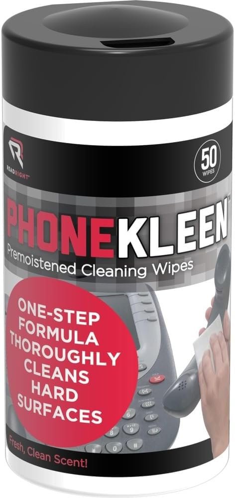 Wholesale CASE of 20 - Read/Right PhoneKleen Wipes-Phone Kleen Wipes, Pre-Moistened , 50/Tub