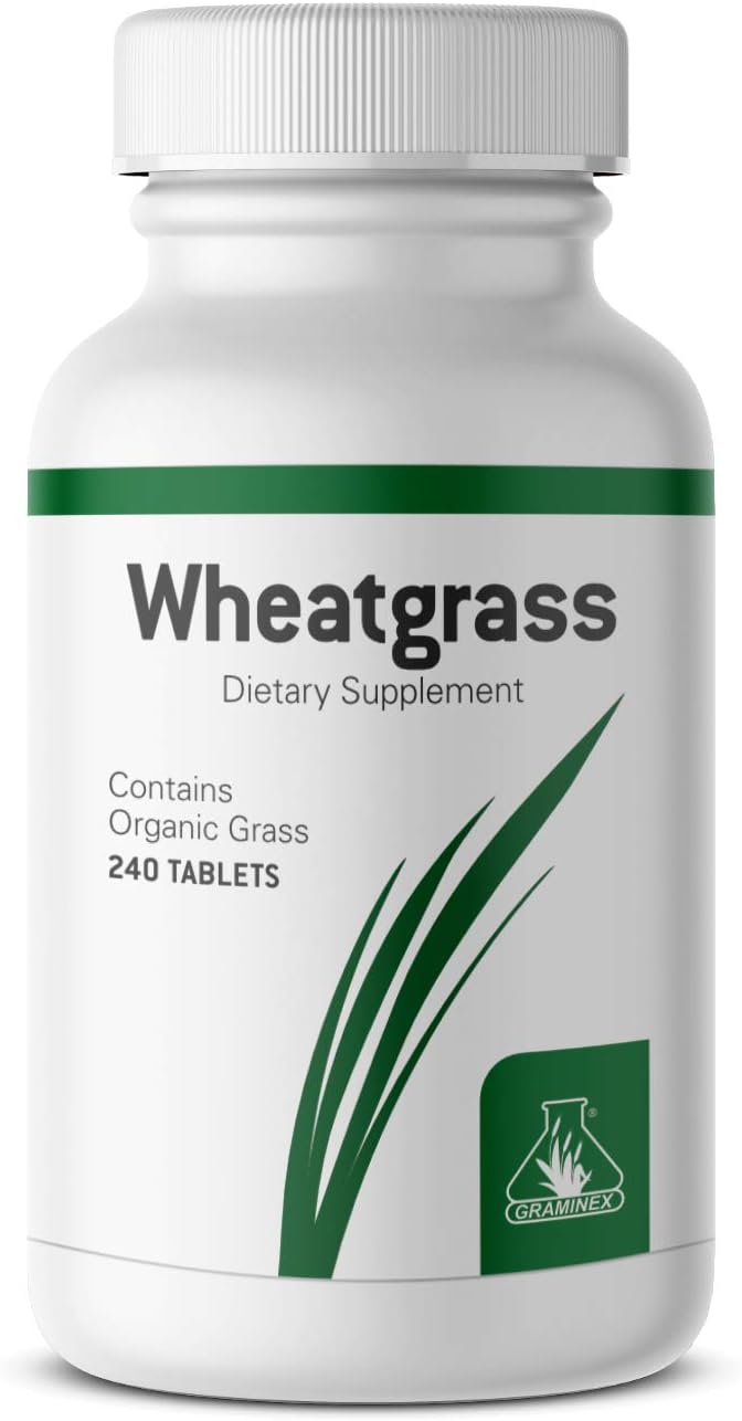 Wheatgrass Tablets - Natural Immunity, Anti-Aging Support, Boosts Energy, Wellness - Amino Acids, Vitamins, Minerals, Antioxidants Greens Superfood Supplement - 240 Non-GMO Tabs