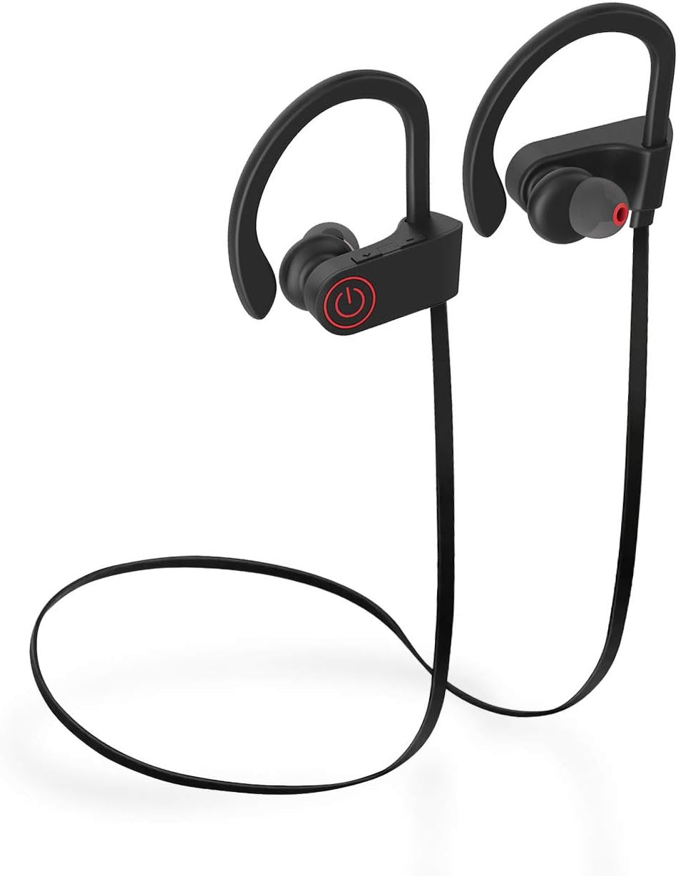 Newest Bluetooth Headphones Best Mic Wireless Sport Earphones HiFi Bass Stereo IPX7 Waterproof in-Ear Earbuds Headset with Noise Canceling for Workout Running Gym 7 Hours Playing Time