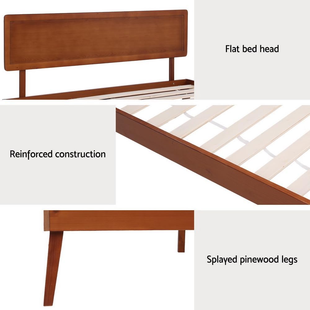 Artiss Single Bed Frame Platform Wooden Timber Frames Beds Base Bedroom Room Decor Home Furniture Oak for Kids, Toddler and Adult, Modern Design with Stable Legs and Storage Space Walnut