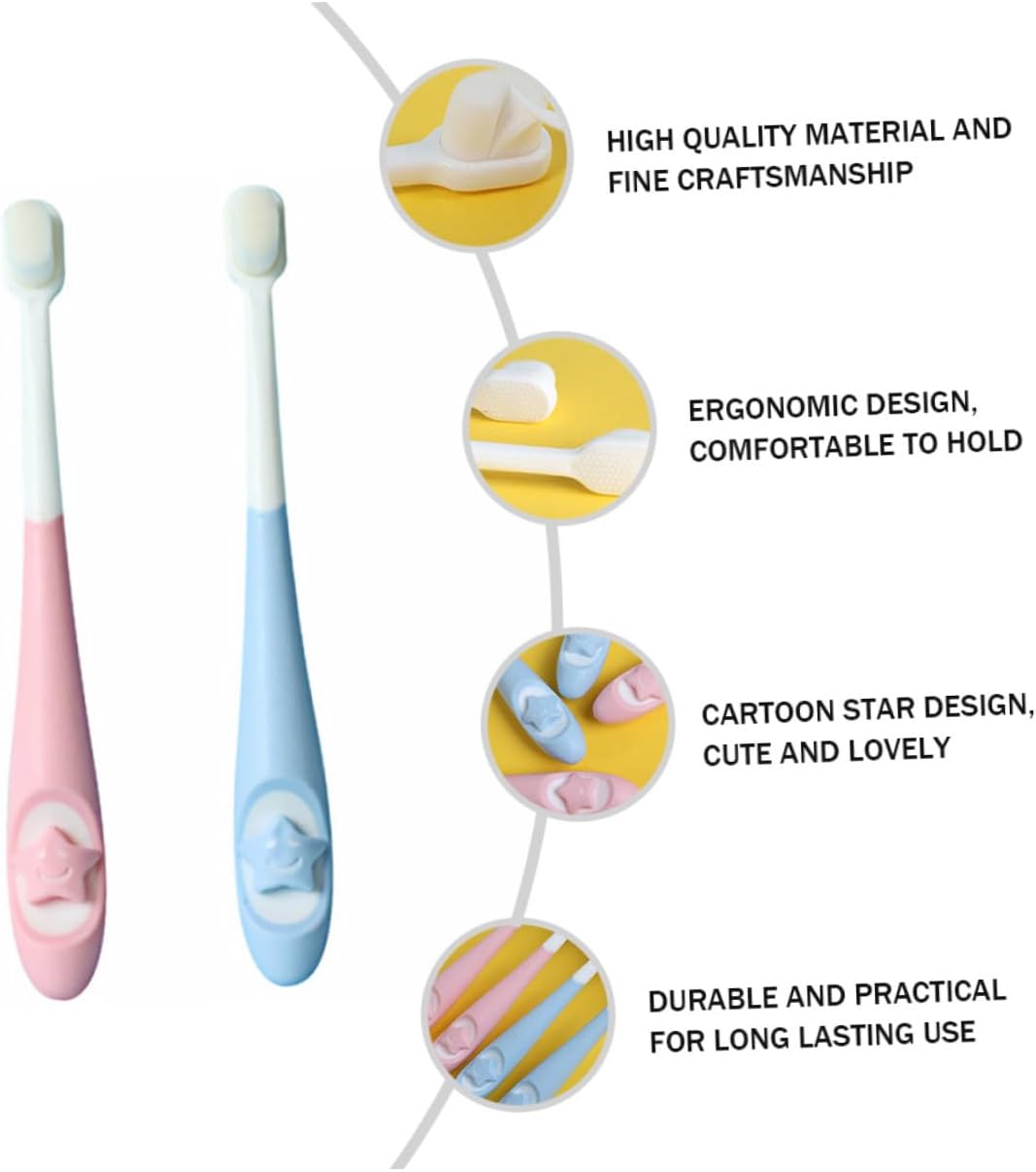 WOFASHPURET 2Pcs Bristle Toothbrush Soft Oral Care Brush for Ages Ergonomic Design with Cartoon for Newborns