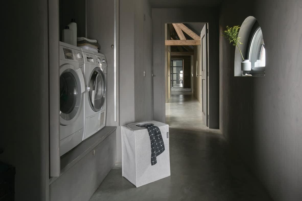Brabantia - Laundry Bag - Practical Quick-drop Opening Lid - Space-saving - Large Volume - Easy to Empty - Large Opening - Time Saving - Grey - 55 Litres