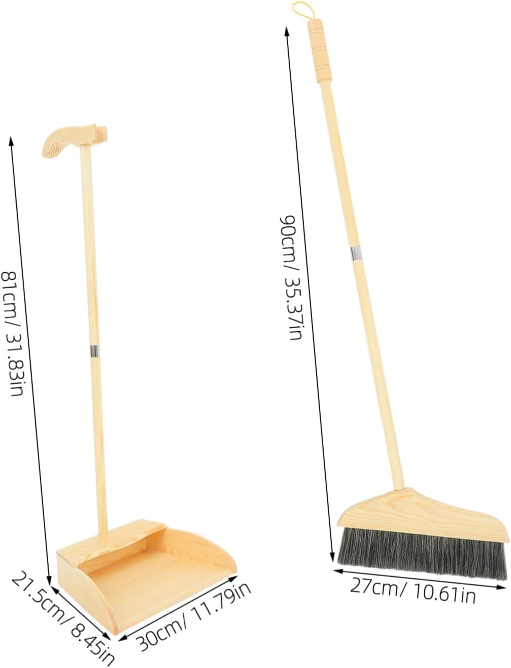 ROMISBABA Set di Scope E Palette per La Pulizia della Casa Essential Home Cleaning con Manico Lungo per Pavimenti Kit Scopa E Paletta per Interni