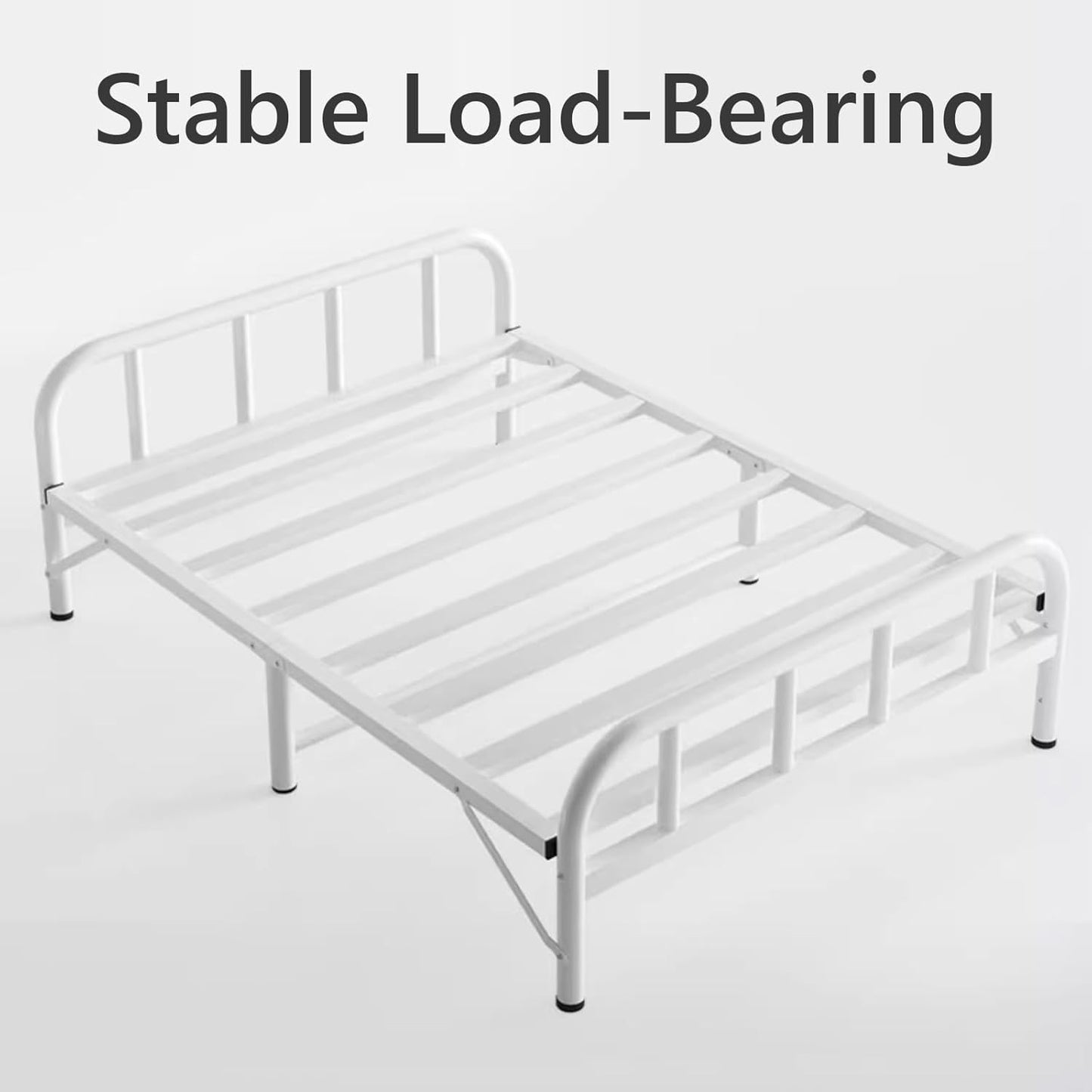 Folding Single Bed with Mattress, Sturdy Load Capacity Thickened Feet to Save Space, Multiple Size Guest Bed, for Home (150 x 200 cm)