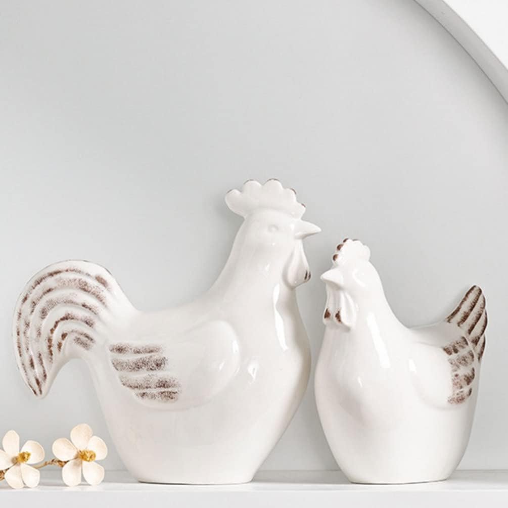 Oggettistica for la casa Decorazione for la casa Statua di statuetta di in ceramica Statua di pollo gallina Statua di animale da fattoria Scultura Figurine da collezione Decorazione della casa Arredam