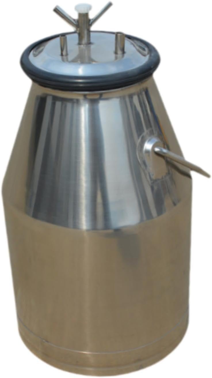 KiBcsLic Milking Machine Bucket Milk Barrel Can,Portable,with Cover,Storage Barrel Stainless Steel for Horse Livestock Cow Equipment