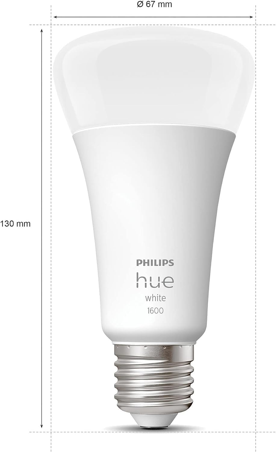 Philips Hue White E27 Smart LED Bulb, 15.5 W, White or Coloured Light, Dimmable, Bluetooth Control and Hue App, Works with Alexa, Google Assistant and Apple HomeKit