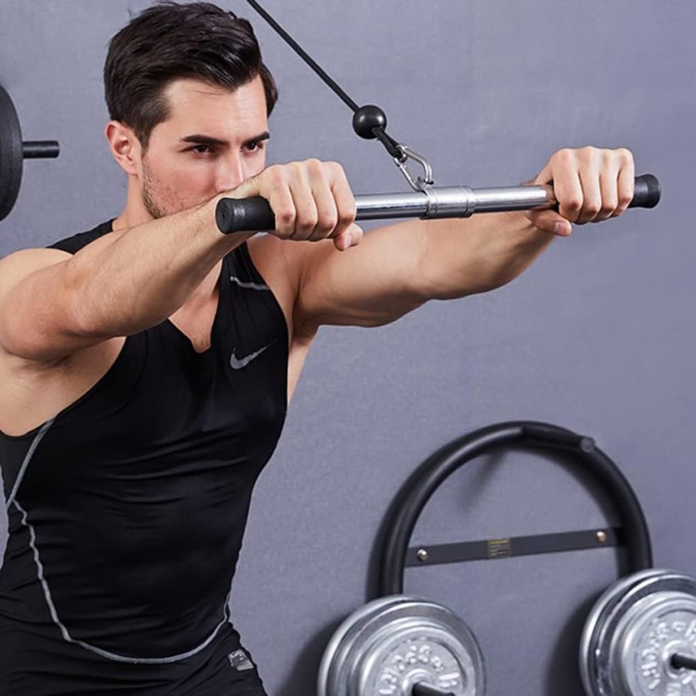 Anlayliay Pull Down Bar Gym Rotating Straight Bar for Cable Machine Attachments Workout Biceps Home Gym Training Equipment
