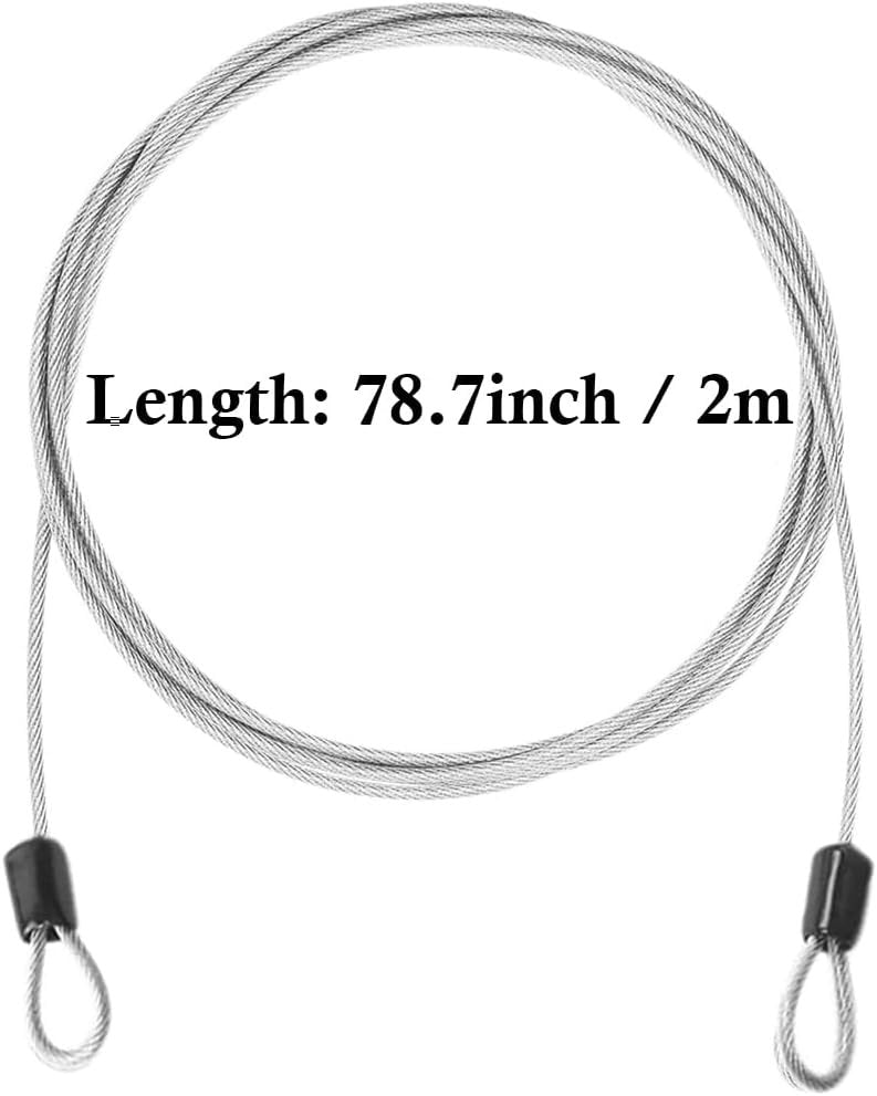 Bike Lock Cable 2Pcs, 2M 3mm Cable Lock, Braided Steel Coated with Double Loop Security for Bicycles Cable Lock