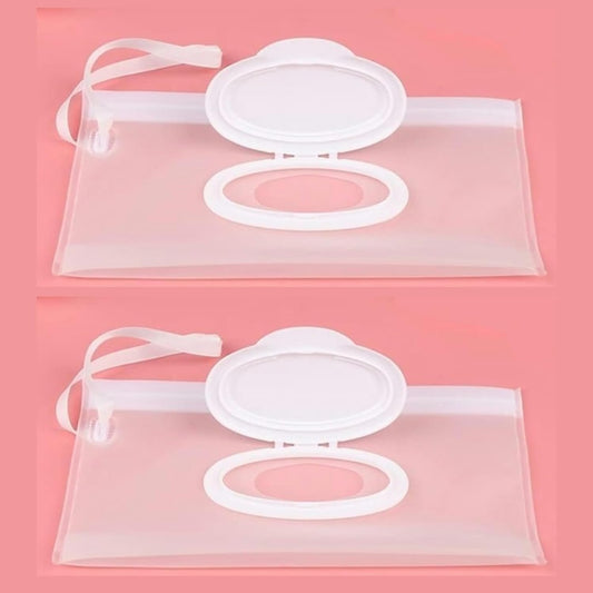 2Pcs Baby Wipe Case Travel Holder Keeps Wipes Moist Set of Wet Diaper Wipes Holders Cases Portable Travel On The Go Refillable Dispenser Container Waterproof Wipe Container with Sealed Diapering