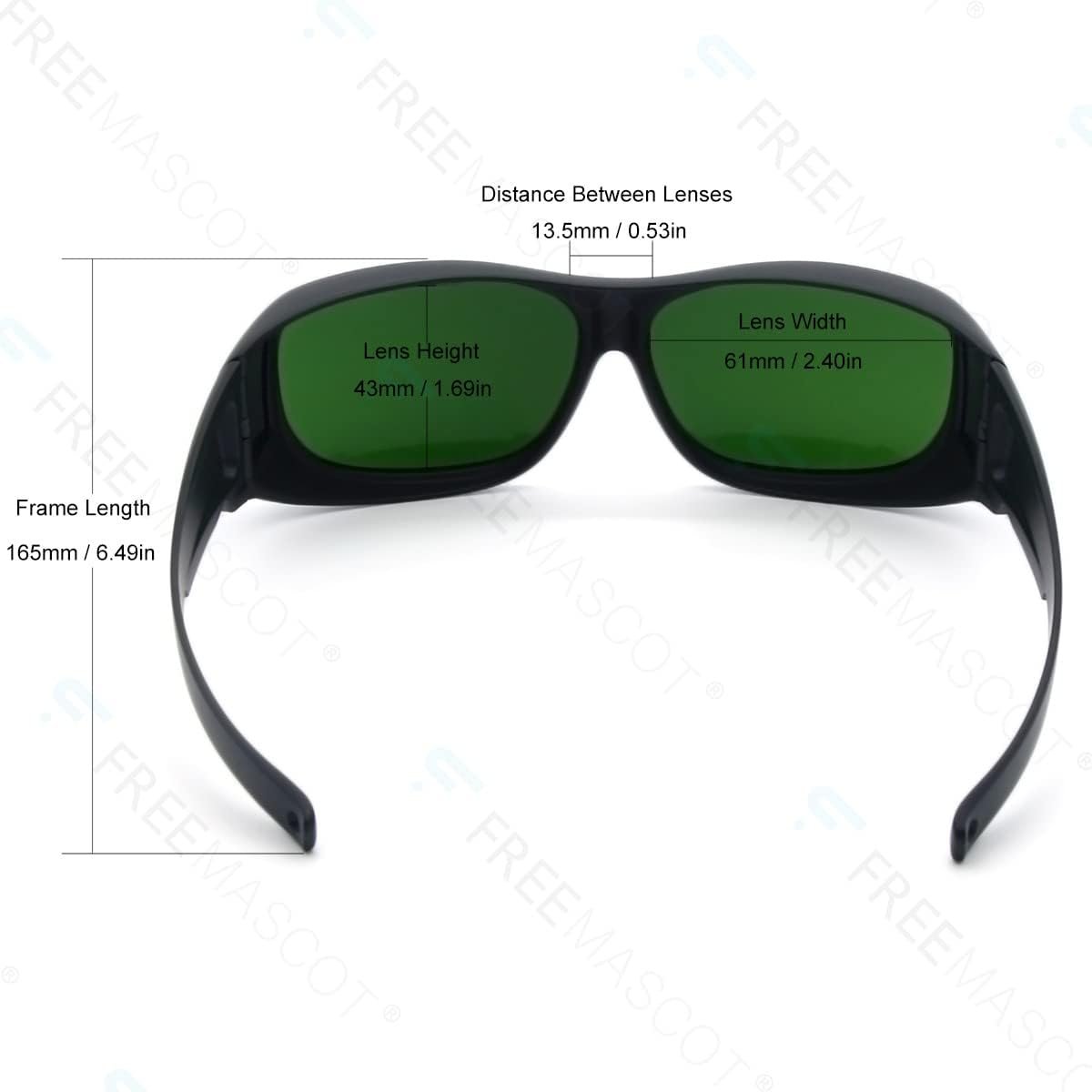 FreeMascot IPL Glasses 200nm-2000nm Laser Eye Protection Glasses for Tanning, Laser Hair Removal (Green)