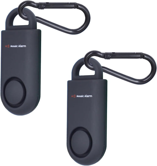 2 Pack 130db Personal Safety Alarm for Women. User-Replaceable Battery Loud Sound Keychain Alerts with Carabiner. Emergency SOS Self-Defense Siren for Girls, School Kids, Night Runner, Hiking. Black