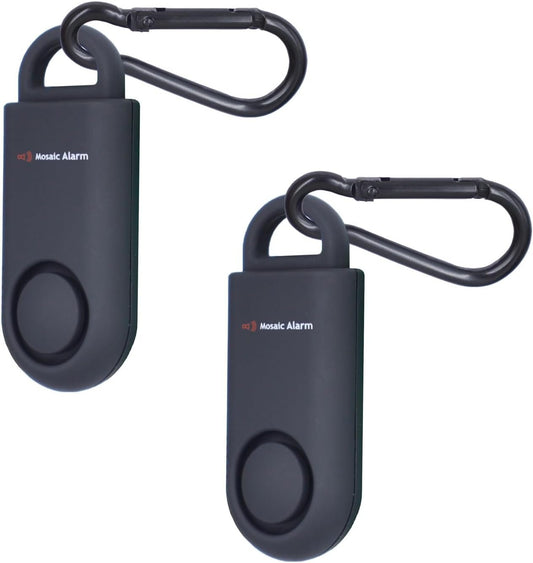 2 Pack 130db Personal Safety Alarm for Women. User-Replaceable Battery Loud Sound Keychain Alerts with Carabiner. Emergency SOS Self-Defense Siren for Girls, School Kids, Night Runner, Hiking. Black