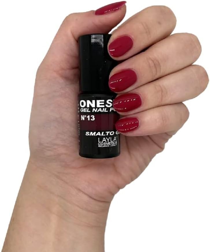 LAYLA One Step Semi-Permanent Gel Polish 3-in-1 Quick and Easy Application Lasts 3 Weeks High Pigmentation Without Dispersion Layer 5 ml Layla Cosmetics No. 13 Black Cherry (Red)