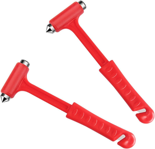 2PCS Car Safety Hammer, Car Window Breaker and Seatbelt Cutter Car Safety Hammer Glass Breaker Emergency Escape Tool, Auto Window Hammer Life Saving Kit for First Responders and Roadside Safety (Red)