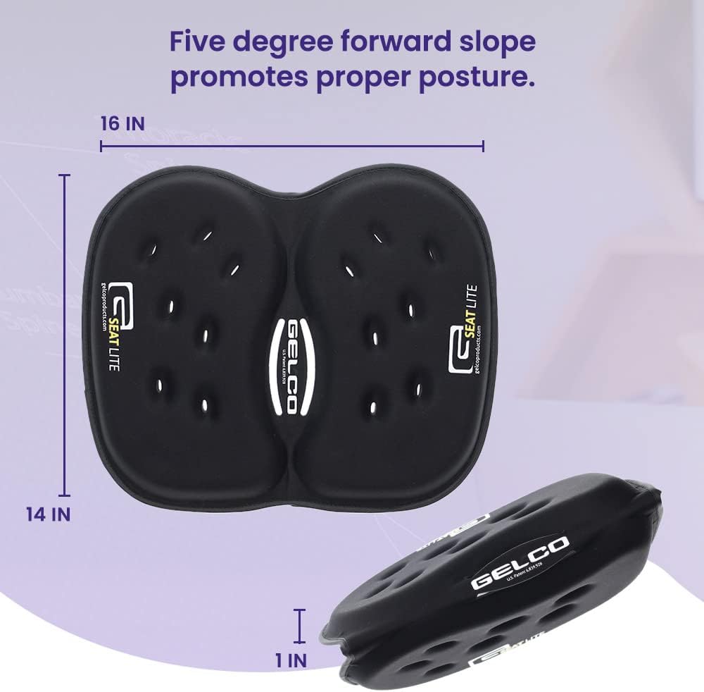 GSeat LITE Travel Gel &Foam Cushion | Back Pain, Sciatica & Pressure Relief | Relieves Tailbone Discomfort, Promotes Healthy Posture| Ergonomic Comfort | Car, Commute, Airplane and Travel Comfort