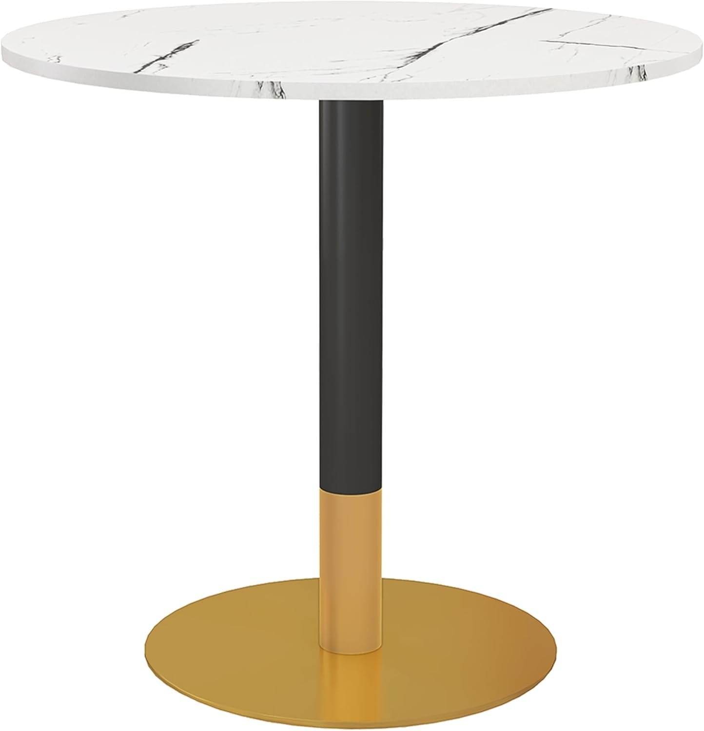 HOMCOM Round Dining Table for 4, Modern Kitchen Table with Faux Marble Top and Steel Base for Living Room, Dining Room, White