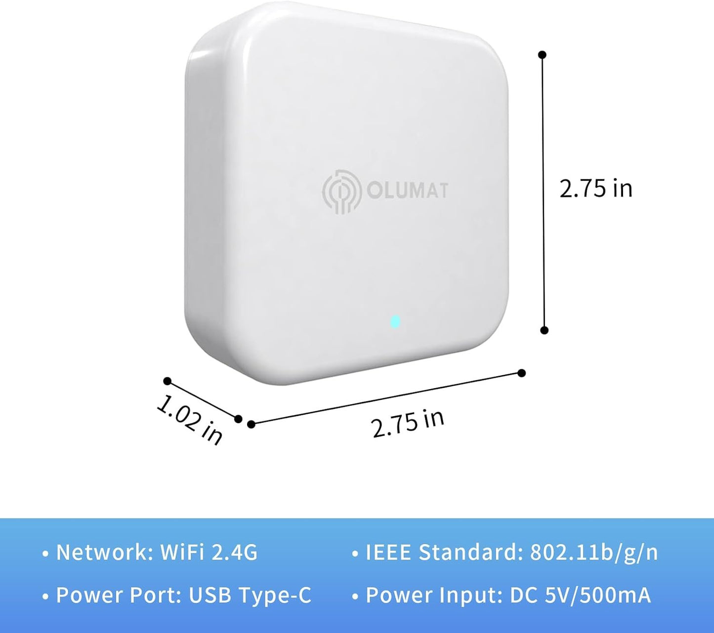 OLUMAT Wi-Fi Gateway, Smart Hub for Remote Control Door Lock with TTLock App, Wi-Fi Bridge Work with Alexa Google Home for Voice Control