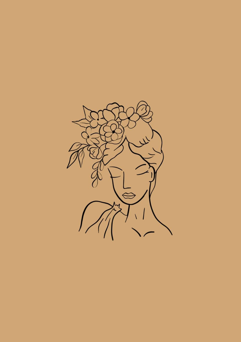 B5 Grid Notebook – 90 Pages | Elegant Woman Silhouette with Floral Headpiece Design | Durable & Artistic Stationery for Writing & Creativity