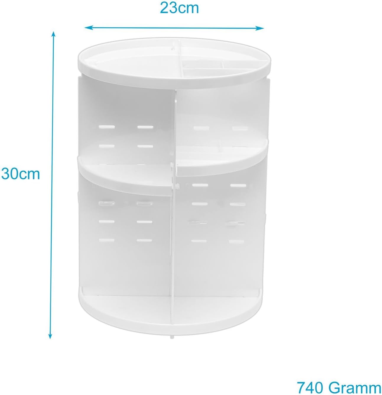 Intirilife 360 Degree Rotating Makeup Organizer in White - Cosmetic Box for Jewellery, Accessories, Makeup and Skin Care Products