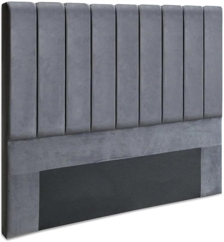 Artiss Queen Bed Headboard Headboards Slats Beds Head Frame Base, Bedroom Furniture, Upholstered with Grey Velvet Fabric Foam Wood, 153 x 120 x 8cm, Modern Design