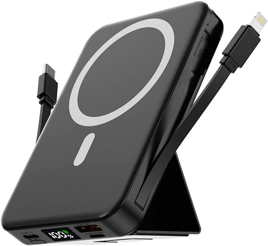 for Magsafe Battery Pack, 10000mAh Magnetic Power Bank 22.5W PD Fast Charging with USB-C Cable LED Display Wireless Portable Charger for Magsafe with Stand for iPhone 16/15/14/Pro Max