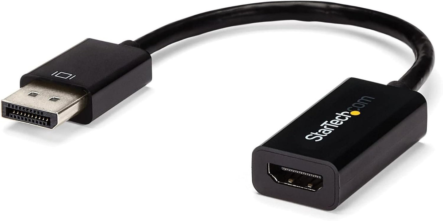 StarTech.com DisplayPort to HDMI Adapter - 4K 30Hz Active DisplayPort to HDMI Video Converter - DP to HDMI Monitor/TV/Display Cable Adapter Dongle - Ultra HD DP 1.2 to HDMI 1.4 Adapter (DP2HD4KS)
