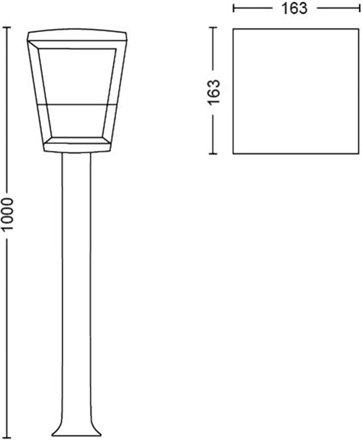 Philips Hue White and Color Ambiance Econic, Smart LED Outdoor Lamppost, Dimmable, Integrated LED, Black