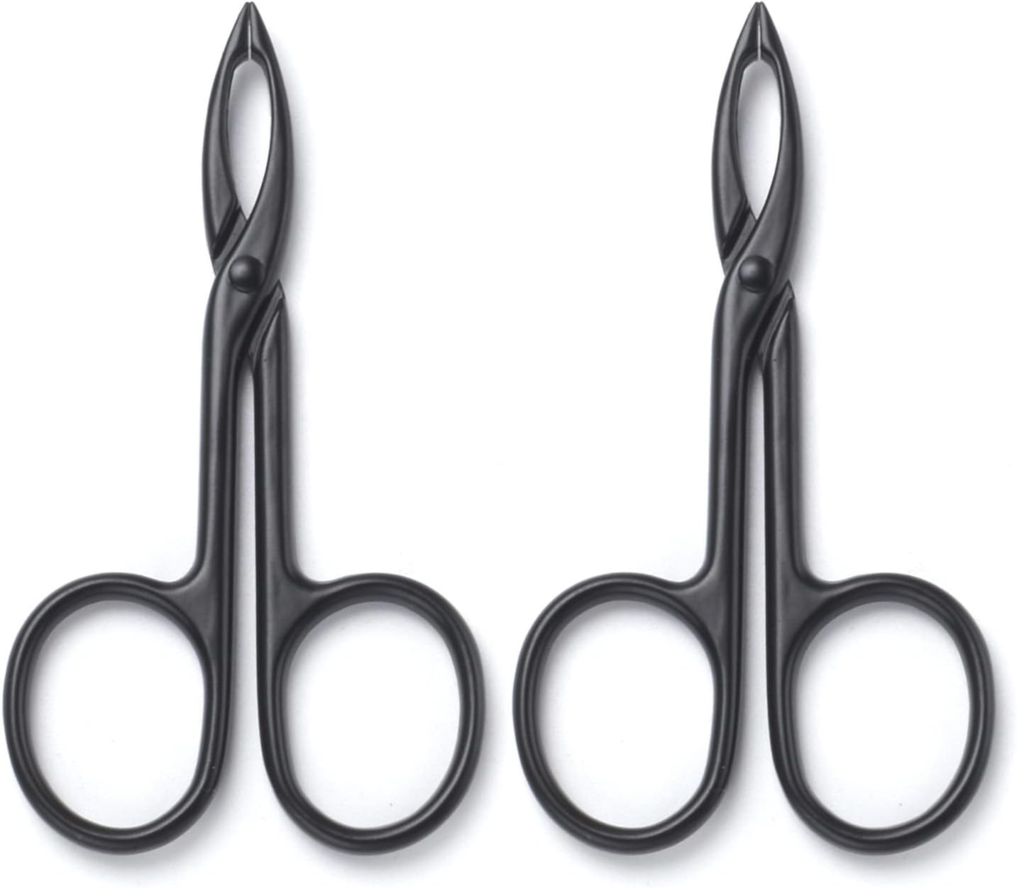 Motanar 2 Pieces Tweezers Scissor Handle Straight Tip Scissor Shaped Eyebrows Tweezers for Hair Plucker Remover Facial Hair Eyebrows Care (Black)