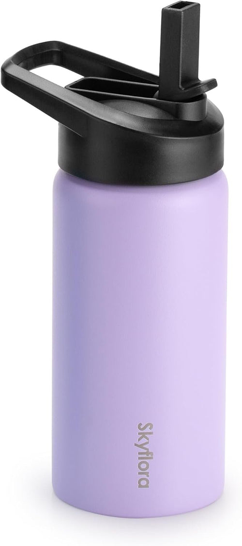 16oz Water Bottle with Straw Lid, Single Wall Stainless Steel, Dishwasher Safe & Leak Proof Drinkware for School Sports Travel Camping (Cosmic Lilac)