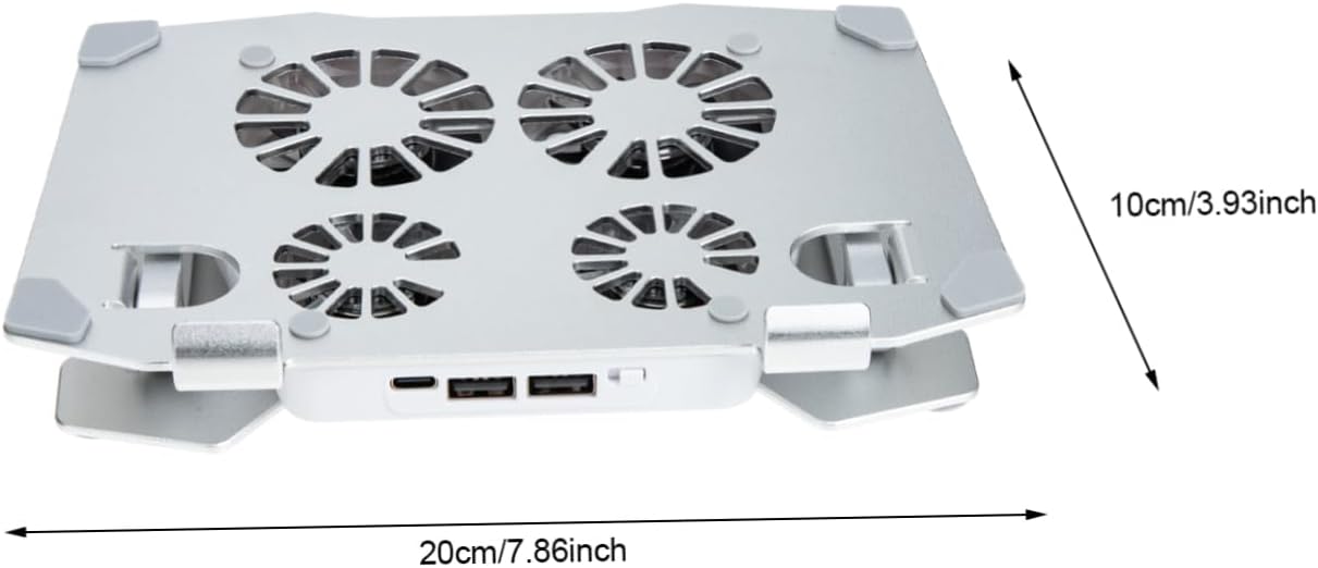LABRIMP 4 Adjustable Laptop Cooling Stand with Silent Fans Height Angle Adjustable Laptop Holder for PC Tablet and More Dual USB Ports for Charging Sturdy Design