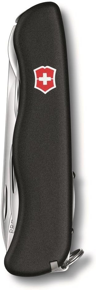 Victorinox Swiss Army Knife Outrider 14 Functions Multitool with Locking Blade, Can Opener, Screwdriver 3 mm, Corkscrew, Black