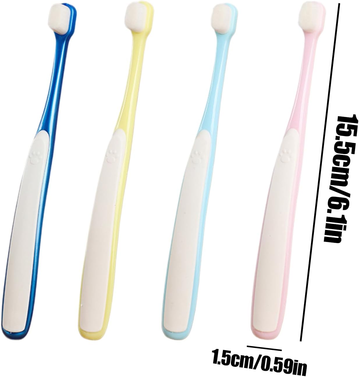 Ccuzs Dog Toothbrushes, 4X Pet Teeth Cleaning Kit, Soft Bristle Wide Head Brushes For Oral Care, Daily Use Oral Hygiene For Dogs At Home Or Travel, Soft Material, 6.1x0.59in