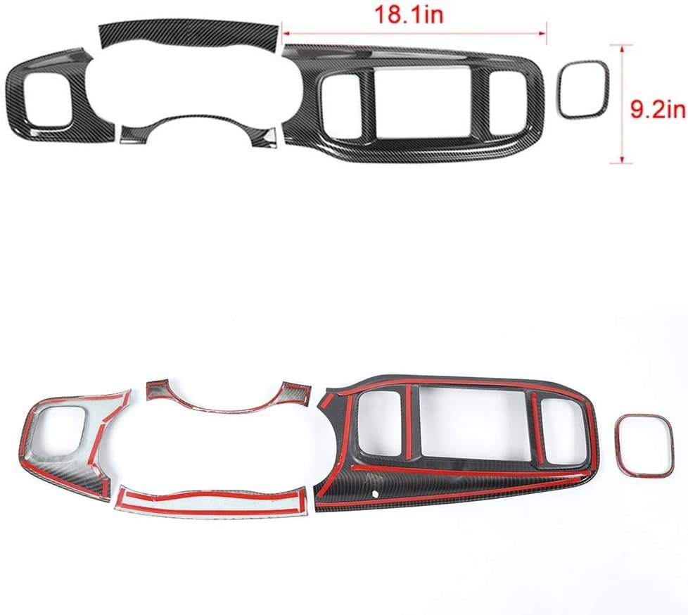 JWWY for Charger Center Consoles Dash Board Dashboard Instrument Gauge Cluster Dash Fascia Trim Panel Garnish Bezel for 2015-2025+ Dodge Charger Interior Accessories, ABS Carbon Fiber 5pcs