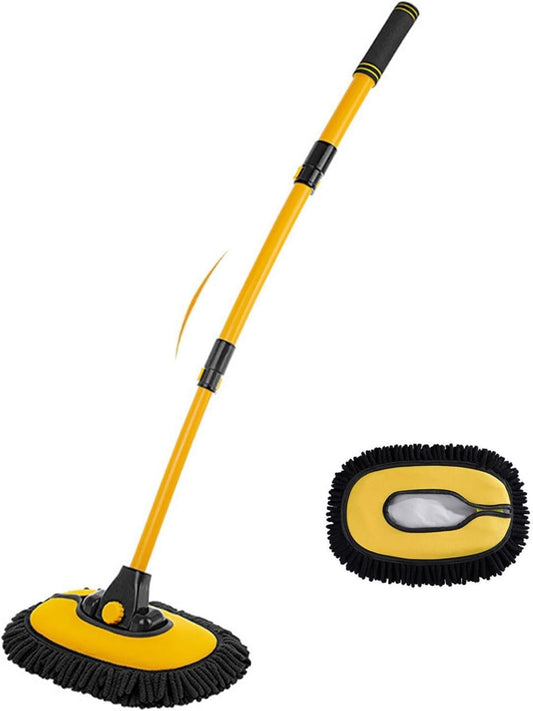 15° Bow Car Wash Brush Kit with Long Handle Telescopic 43" Aluminum Microfiber Cleaning Supplies for Motorhome Truck Car Boat Scratch-Free Cleaning Tool Washing Set Detailing Brush