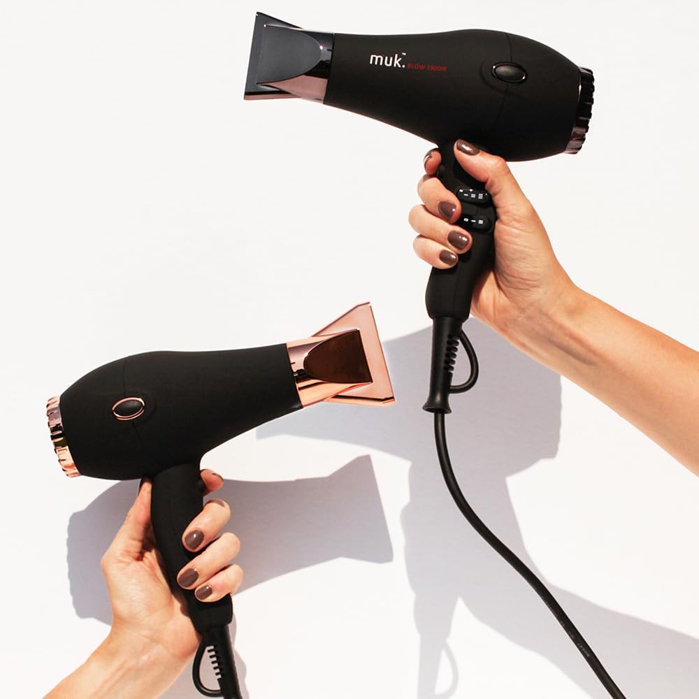 MUK. Professional Blow Dryer 3900 IR 2300 Watt - Lightweight Travel Hair Dryer for Gentle, Quick Styling. Hair Dryer with Ionic Generator for Shine & Protection. 3m Swivel Cord, Matte