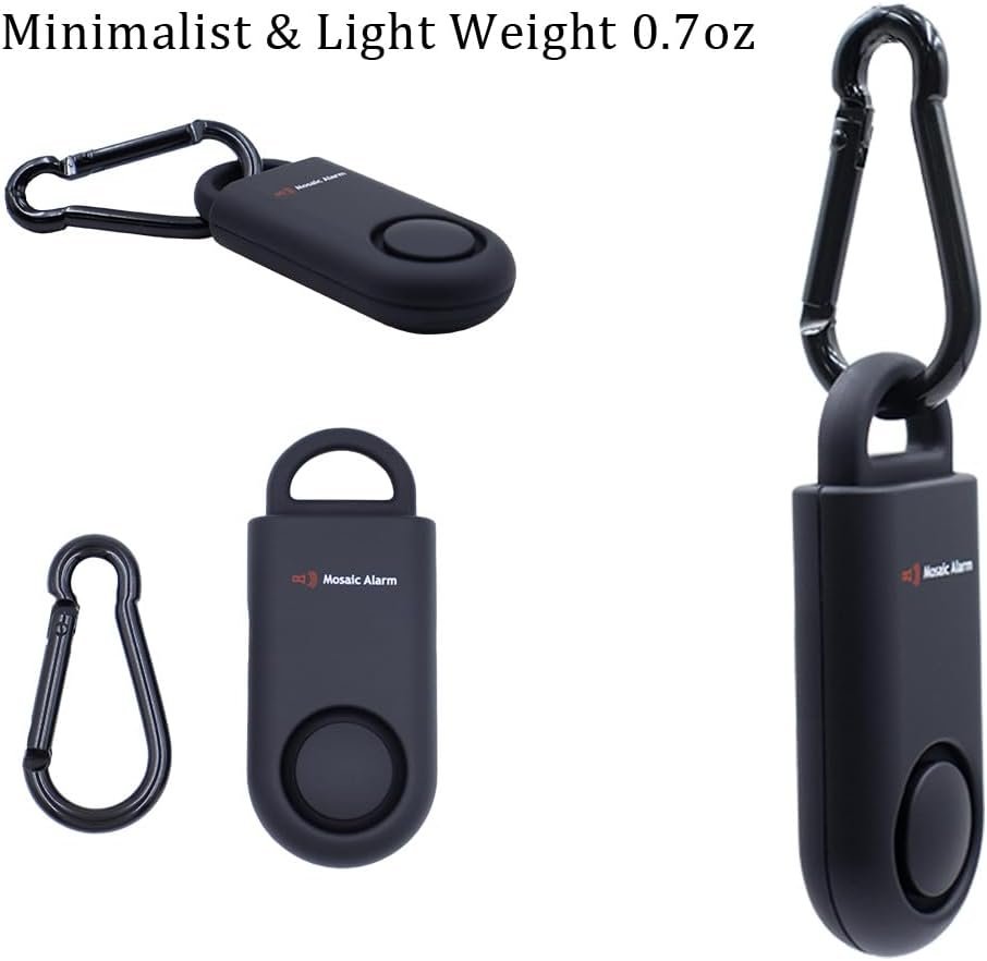 2 Pack 130db Personal Safety Alarm for Women. User-Replaceable Battery Loud Sound Keychain Alerts with Carabiner. Emergency SOS Self-Defense Siren for Girls, School Kids, Night Runner, Hiking. Black