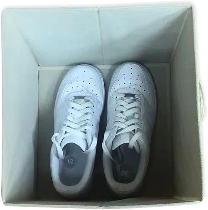 Amazon Basics Collapsible Fabric Storage Cubes Organizer with Handles, 10.5"x10.5"x11", White - Pack of 6