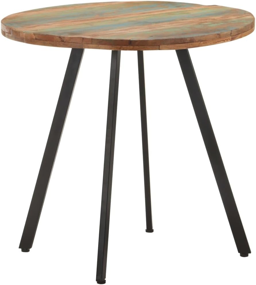 Round Dining Table, Coffee Table, Solid Reclaimed Wood Side Table for Dining Room, Kitchen, Living Room, 80 x 75 cm